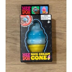 Nee Doh Nice Cream Cone Tactile Squeeze Toy Blue Yellow